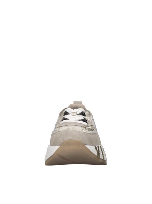 Sneakers in camoscio e tessuto con paillettes VOILE BLANCHE | CLUB105BEIGE-PLATINO